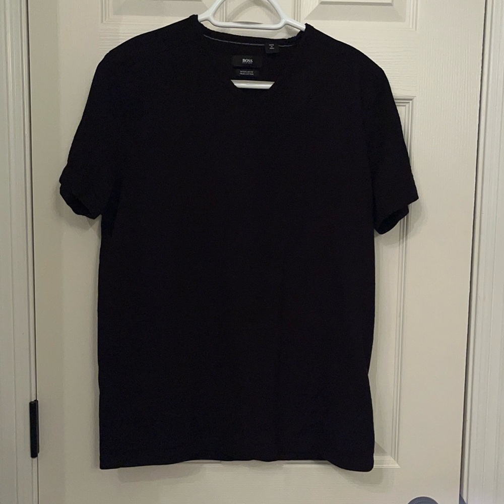 Hugo Boss Women’s Black Relaxed‎ Fit Pima Cotton T-Shirt Sz Large Casual Comfort